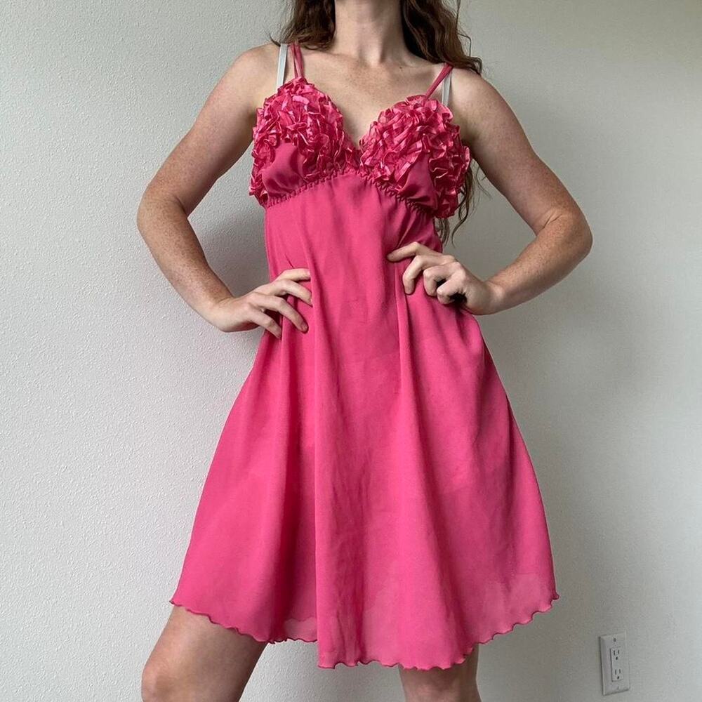 Erika taylor vintage ruffle pink slip dress